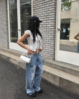 Lace puff top