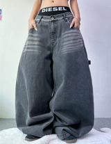 STRAP BALLOON WIDE DENIM🖤💙 - 2 COLORS
