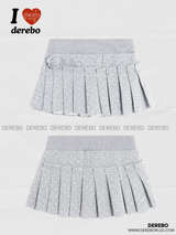 dot brooch pleats mini skirt