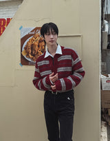 [wool21%] sway multi-stripe cardigan