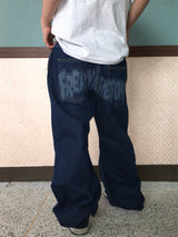 Vintage Back-Printed Denim Pants