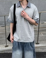 Levin Roll-Up Collar Henley Short Sleeve