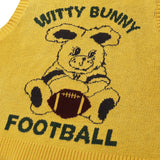 WITTY BUNNY FOOTBALL ニットベスト - LIGHT YELLOW