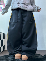フリース❤トラックビッグポケットロングワイドバルーンパンツ 🖤🩶💛4カラー