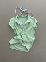 dancing orchid standard slim-fit PK T-shirts (tropical green) 2sizes