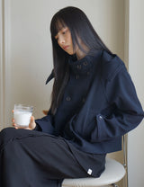 SOFT HOODED COAT(NAVY)