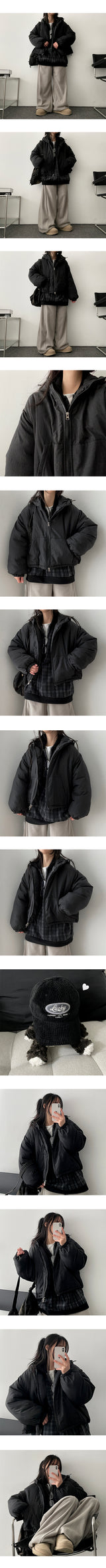 Paden thick boxy fleece checkered collar sweatshirt
