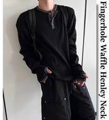 Fingerhole Waffle Henley Neck
