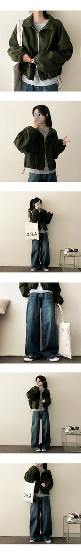 T-ra Crop String Two-Way Collar Jacket