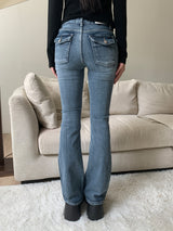 Serin Back Pocket Brush Slim Fit Low Bootcut Long Pants (2 colors)