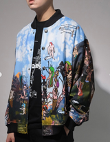 World' Print Bomber Jacket (Large Pattern)