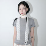 Diamond sheer lace scarf_ white