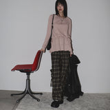 Riffon frill strap round long-sleeved T-shirt