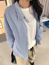 HOMME NECK POINT STRIPE SHIRT
