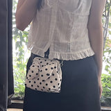 [Cream.ver] ミディアムリボンポルカドットフレームバッグ (handmade bag)