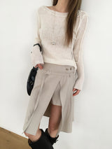 Stitch boat neck knit