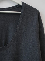deep U-neck knit top