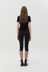 LINE POINT SHORT LEGGINGS [BLACK]