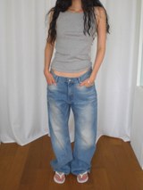 Wood denim pants