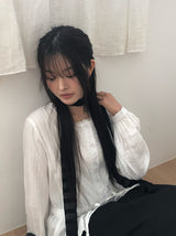 Ash Lace Waist Ribbon Strap Blouse