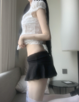 Pinia low-waist flare skirt (black)
