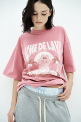 25SS ビーチオパンチュウサギピグメント半袖Tシャツ ピンク