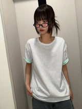 フェイク レイヤード アーム スナップ オーバーサイズ Tシャツ 6カラー