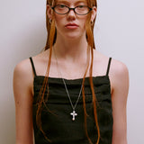 Cross Pearl Necklace (Silver)