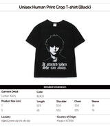 Unisex Human Print Crop T-shirt (Black)