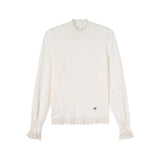Why Berry 24SS "Misty Mist" オフホワイトレースショルダーシャツ