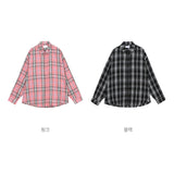 LMNループオーバーサイズフィットシンプルチェックシャツ(2 colors)