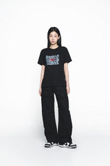 25SS オイルペイティンググラフィックウーマンショートスリーブTシャツ ブラック