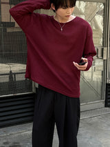 [1+1] LMN Roé Summer Boat Neck Oversized Knit Long Sleeve Tee (4 colors)