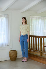 CHECK RIBBON DENIM PANTS