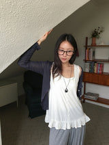 [BAONHAUS] Hironen Button Frill Layered Sleeveless