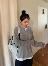 [unisex] アンリウォーマーヘンリーネックオーバー長袖Tシャツ