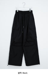 [unisex] Bene Nylon Cargo Parachute Banding Wide Pants