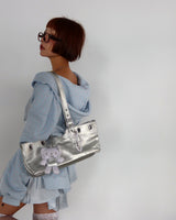 Punching Eyelet Buckle Baguette Shoulder Bag
