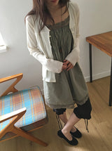 Umi Shirring Layered Lace Sleeveless One Piece
