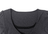 Asso Stripe Lace Puff Bolero Slim Short Sleeve T-Shirt
