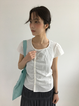 pleated button blouse (2color)