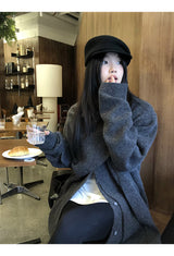 Cape Muffler Loose Fit Knit Cardigan
