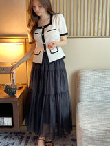 Eloa Square Color Matching Button Cardigan