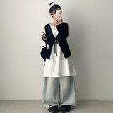 Eon Puff Sleeve V-Neck Ribbon Cardigan