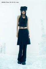 Pleated Jersey Skirt Pants / Black