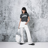Herringbone Damage Cutting Skirt Pants (WHITE)