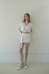 [Seow] Glow Tweed Ribbon Mini Skirt