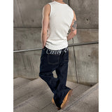 [Unisex] Handling stitch wide denim pants(3color)