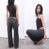 Tiberinus - Lily Jeans - Low-Rise Straight-Leg Jeans - Mouse Grey - 23 cm Rise - 23.5 cm Leg Opening