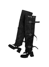 1203 Multiway Buckle Thigh-High Flip-flop Boots